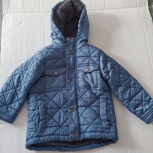 iXtreme Blue Quilted Boy Fleece Lined Hooded Jacket Coat 2T Casual Neutral